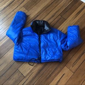 Dolls Kill - Wet Look Cropped Oversized Puffer